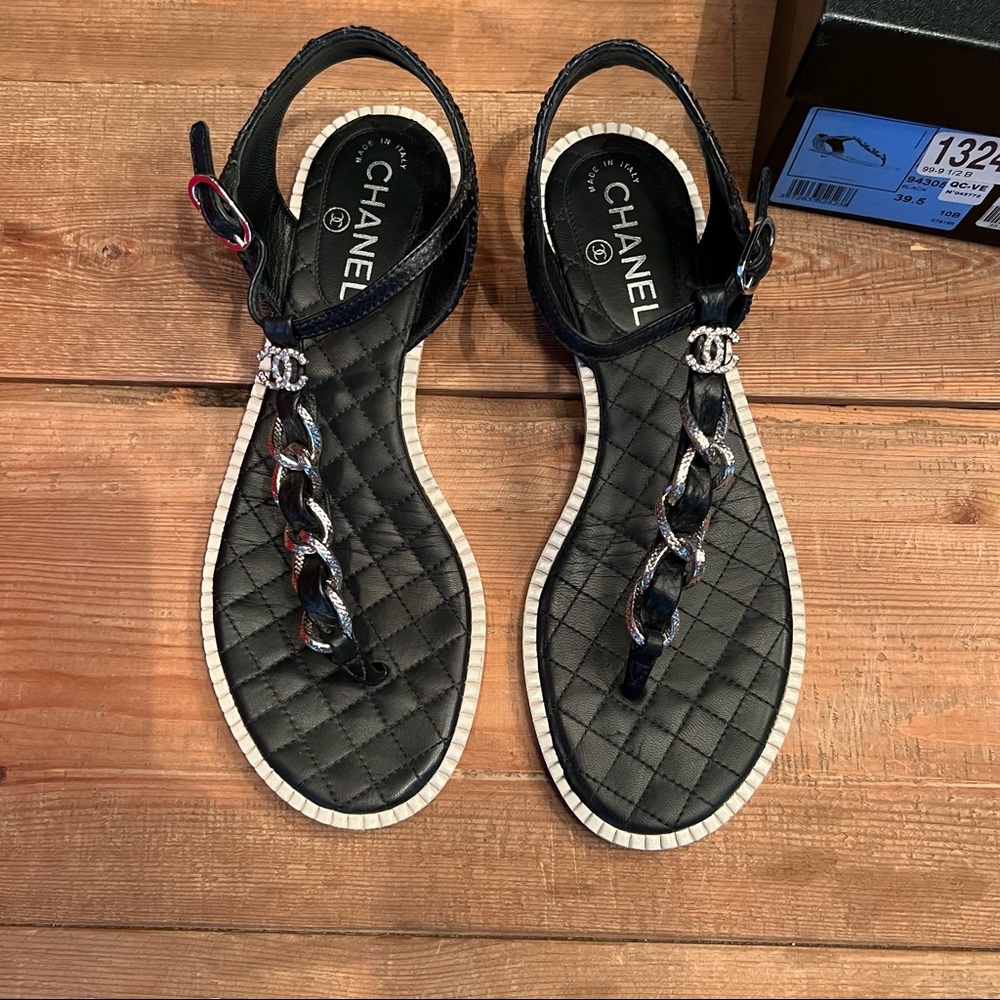 Chanel CC Logo Chain Thong Sandals